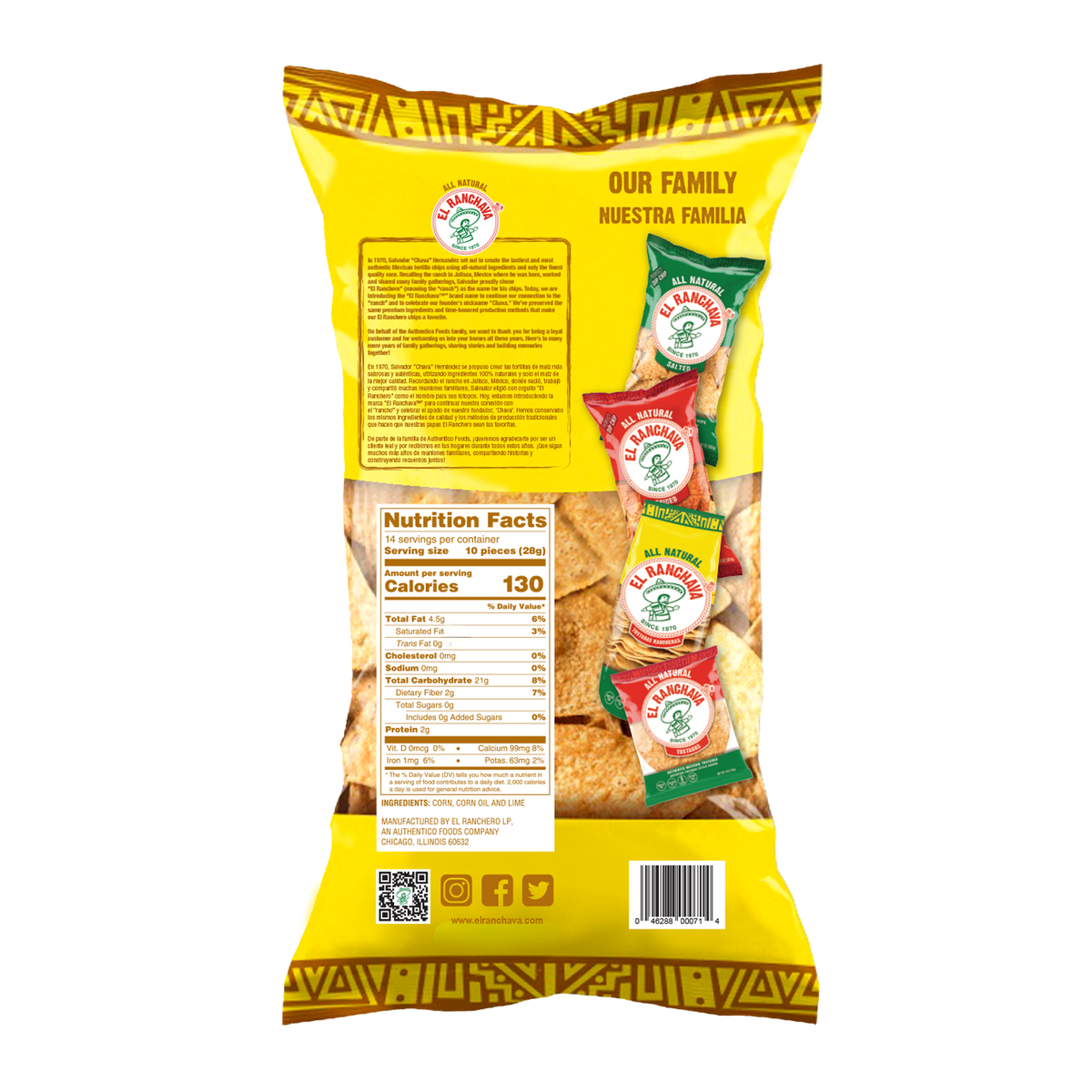 El Ranchava® UNSALTED Tortilla Chips