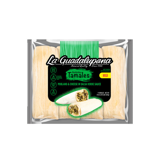POBLANO & CHEESE IN SALSA VERDE (Mild) TAMALES